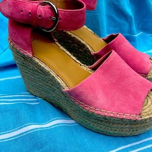 NEW without Tags  Marc Fisher Alida Espadrille Platform Wedge SZ 8.0 pink Suede